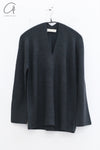 SWAYING 24 Autumn and Winter Seamless V-neck Pullover SW-SW24AW1T31-SH Black